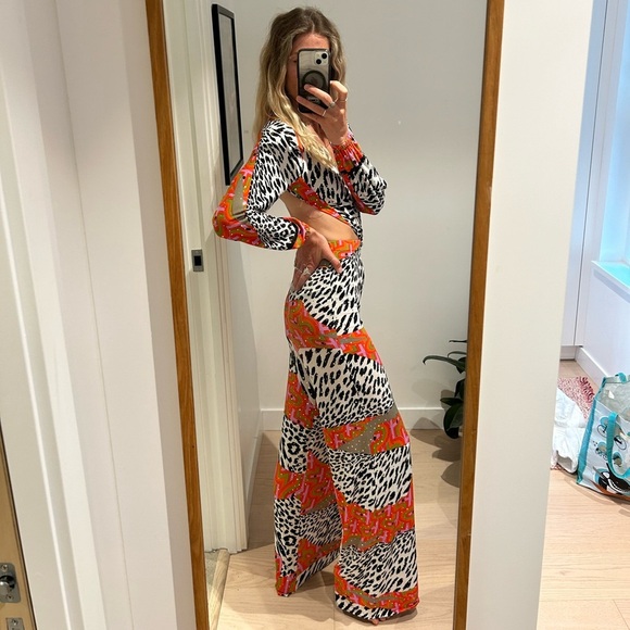 Handmade Leopard Zebra Print Cut Out Festival Wide Leg Palazzo Jumpsuit - Picture 5 of 17
